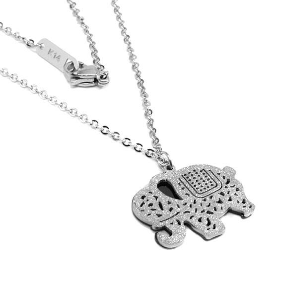 Stylish Stainless Steel 0.8 X 0.6 Glittered Elephant Necklace - Atlanta Jewelers Supply