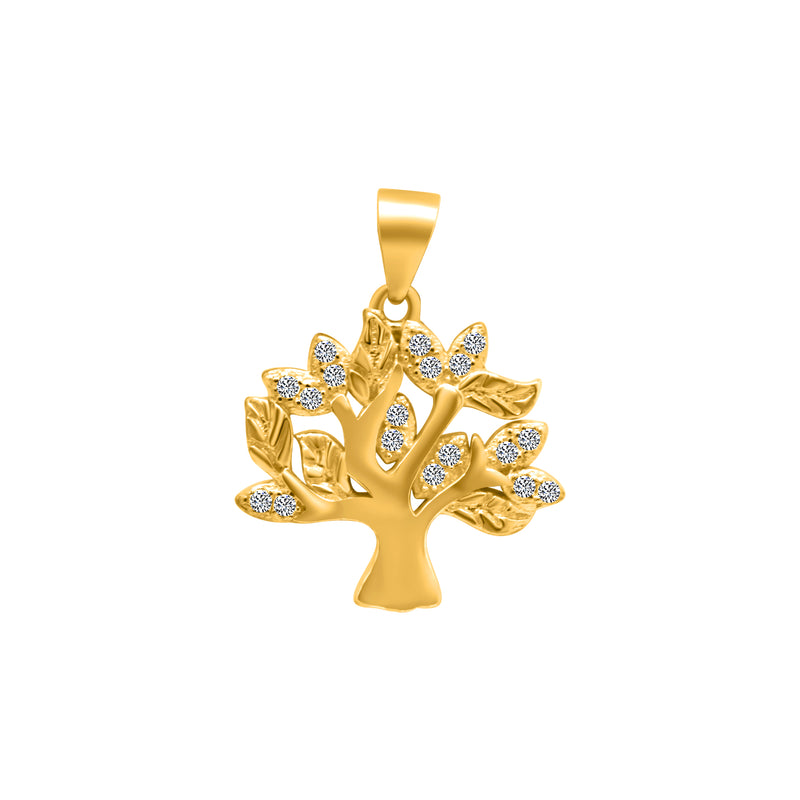 Sterling Silver Tree Pendant With CZ Stones