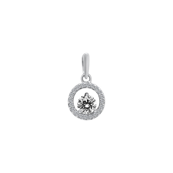 Sterling Silver Floating CZ Stone with Halo Pendant