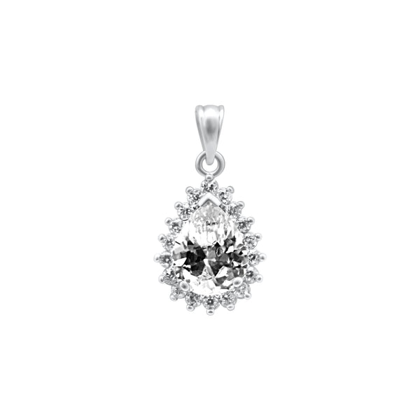 Teardrop CZ With Halo Pendant (3 colors)
