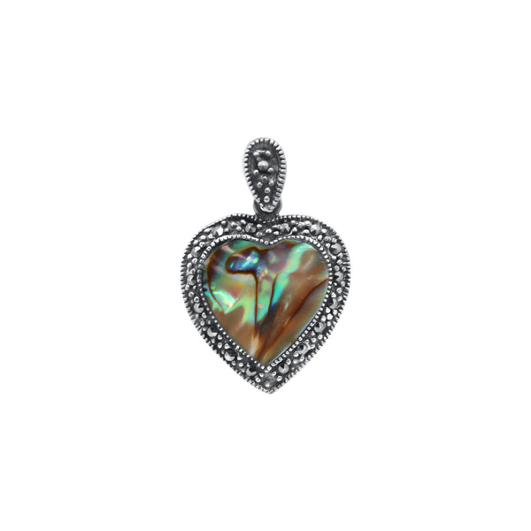 Sterling Silver Rodium Opal Heart Pendant