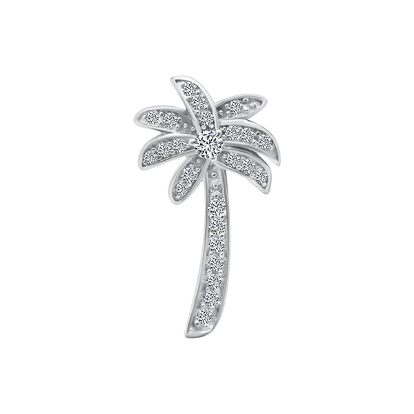 Sterling Silver CZ Palm Tree Pendant
