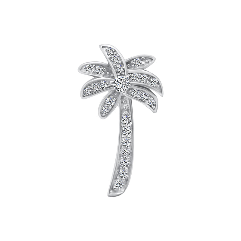 Sterling Silver CZ Palm Tree Pendant