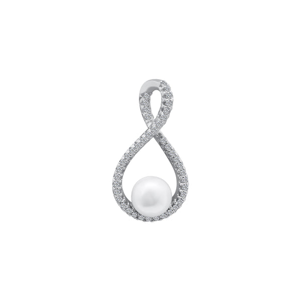 Sterling Silver Twisted CZ Line With Pearl