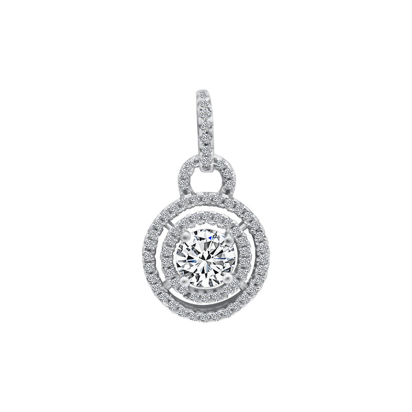 Sterling Silver Floating CZ Pendant With 2 Rings
