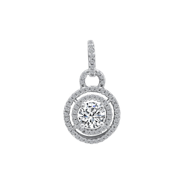 Sterling Silver Floating CZ Pendant With 2 Rings
