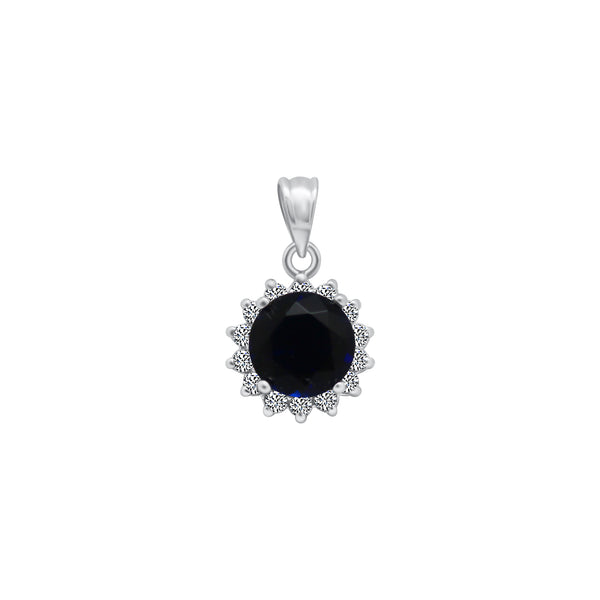 Sterling Silver Colored CZ With Halo Pendant (2 colors)