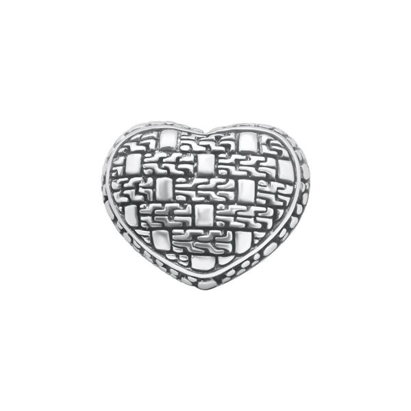 Sterling Silver Large Rhodium Threaded Heart Pendant