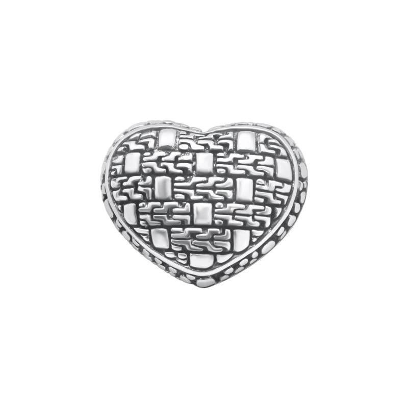 Large Rhodium Threaded Heart Pendant
