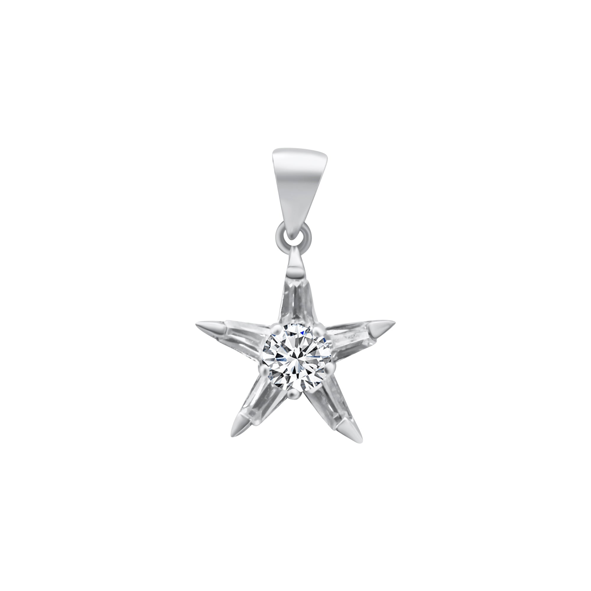 Sterling Silver Small CZ Star Pendant