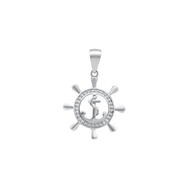 Sterling Silver Sailer Anchor Wheel Pendant