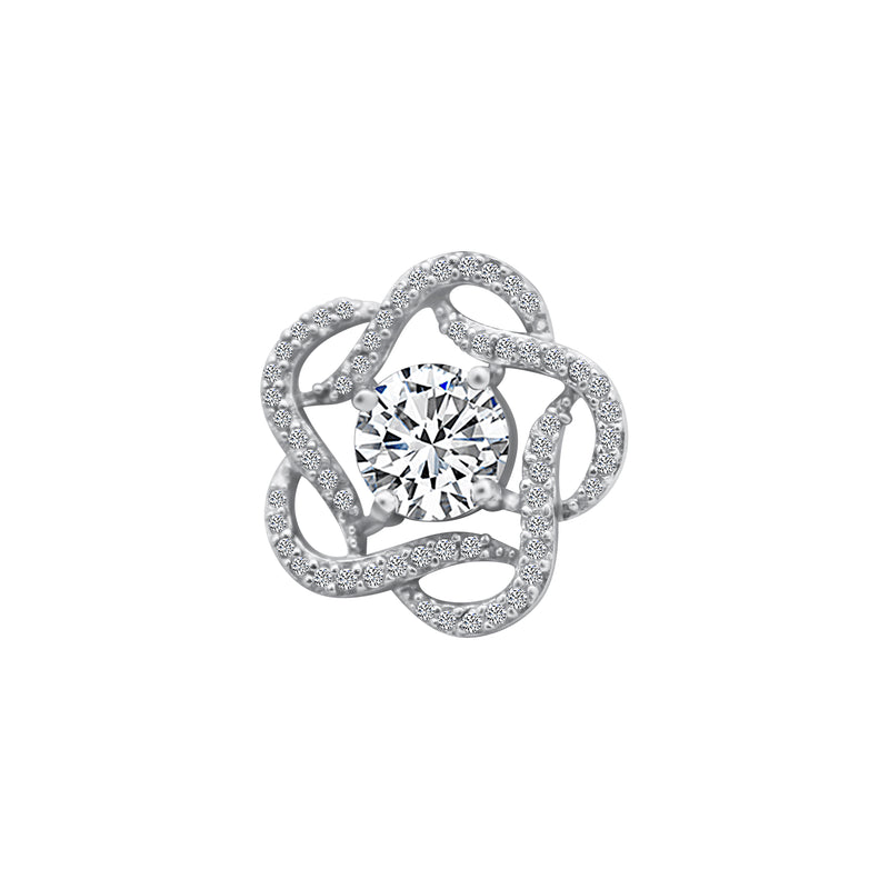 Sterling Silver CZ Flower with Large CZ Center Pendant