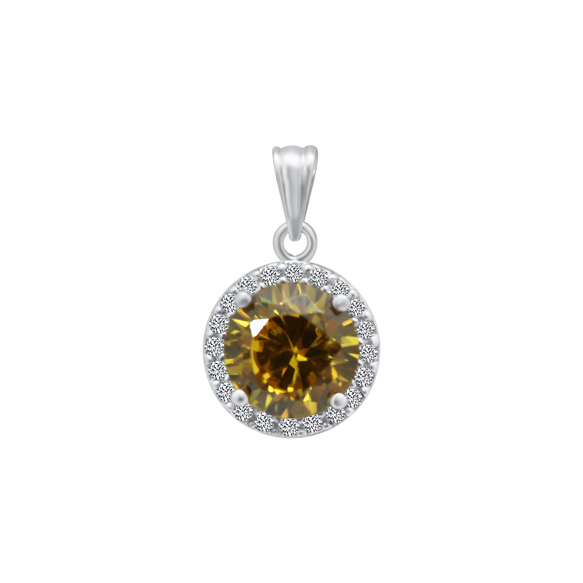Small Circle Yellow Gemstone CZ Pendant