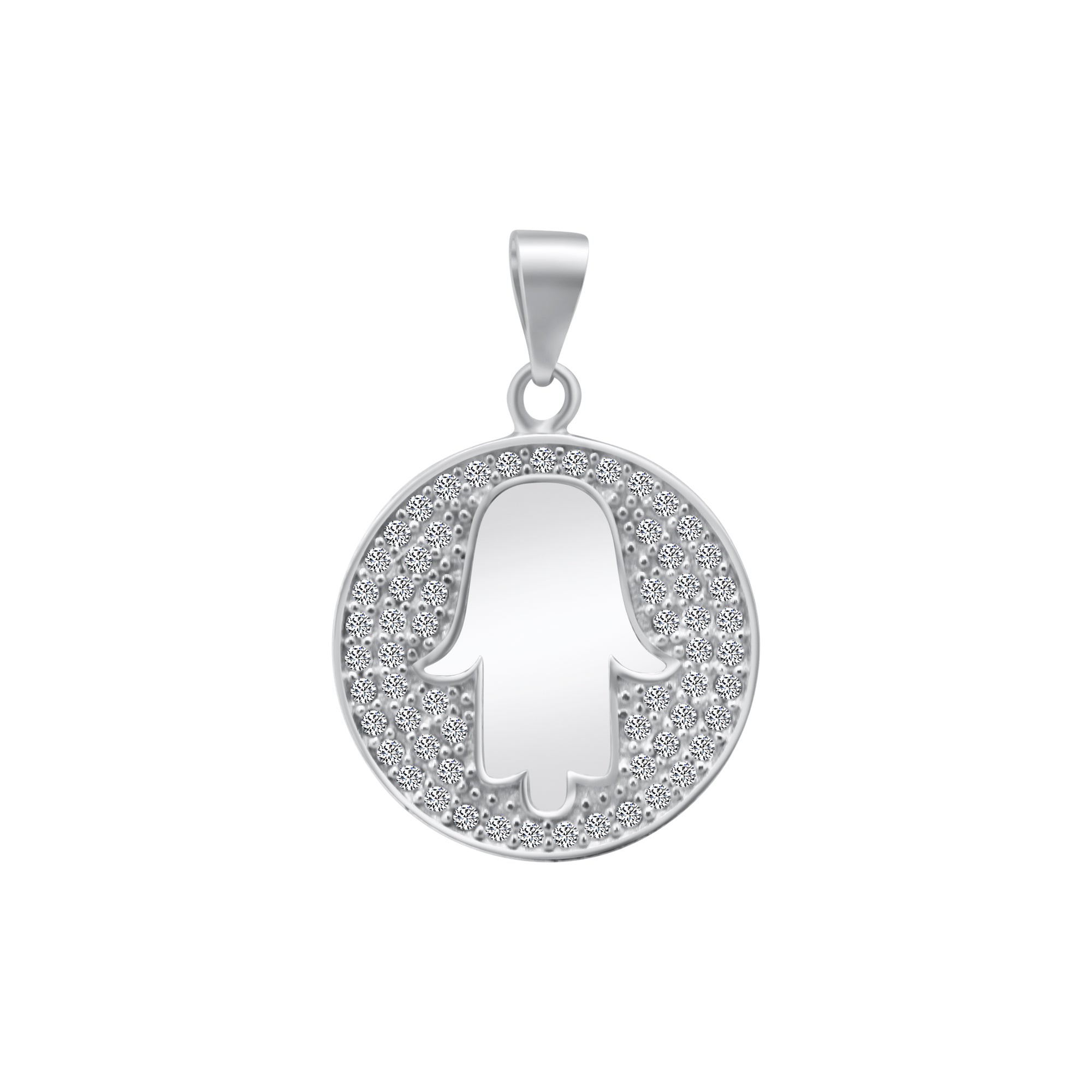 Sterling Silver Circle Open Hamsa Pendant