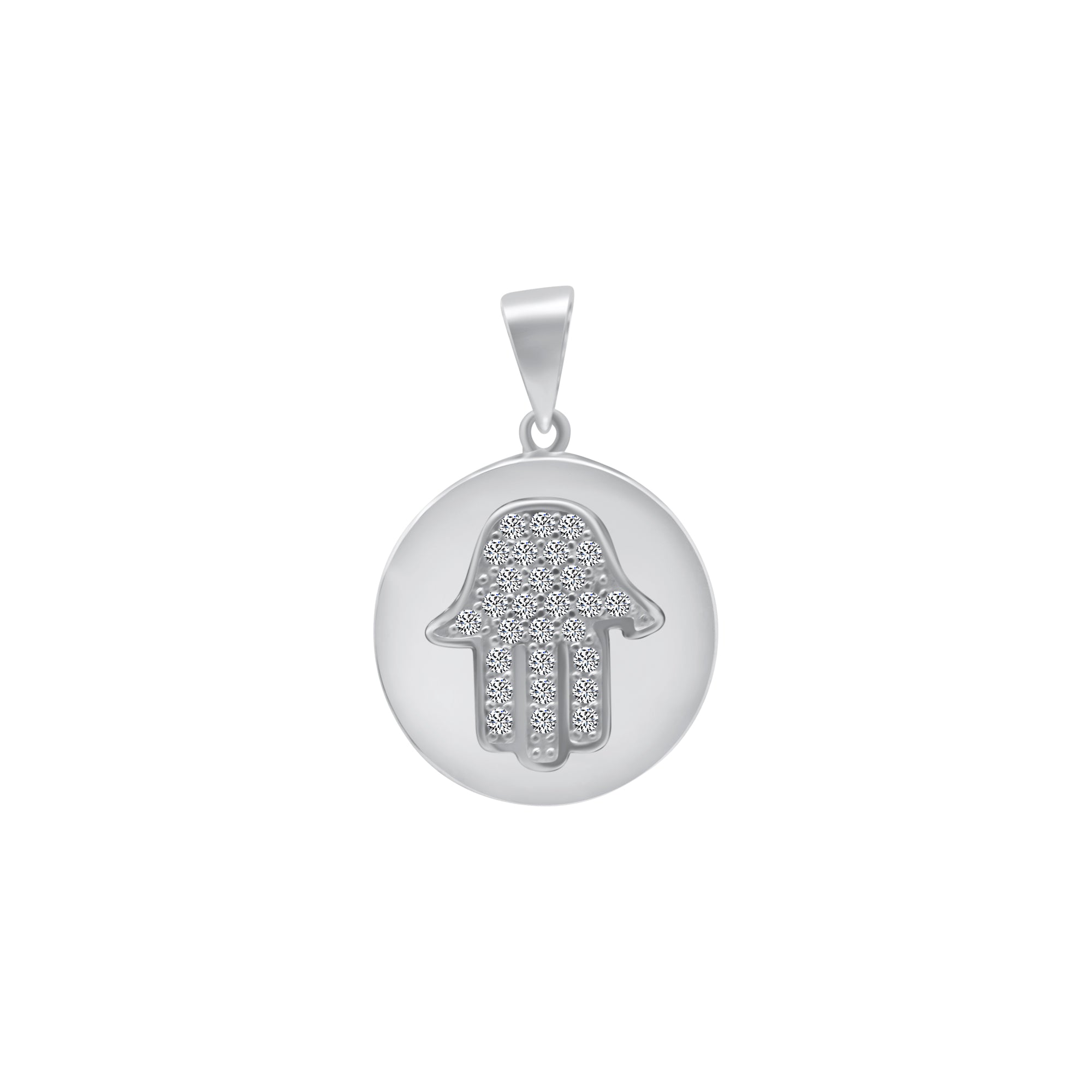 Sterling Silver Circle Hamsa Pendant