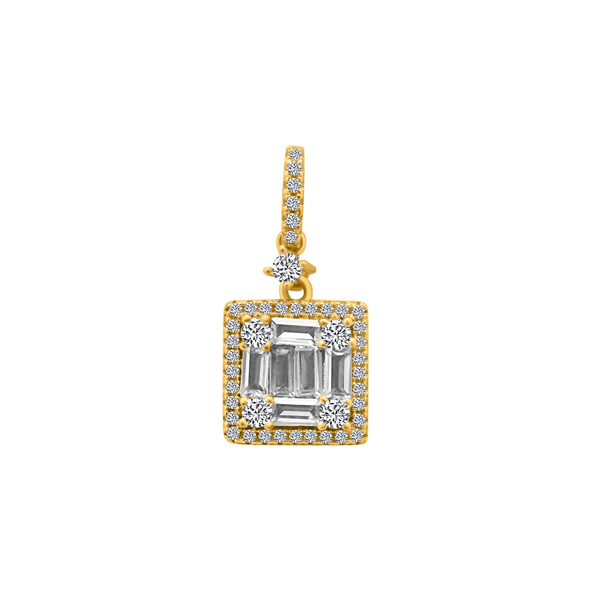 Sterling Silver Emerald Cut Dangle Pendant