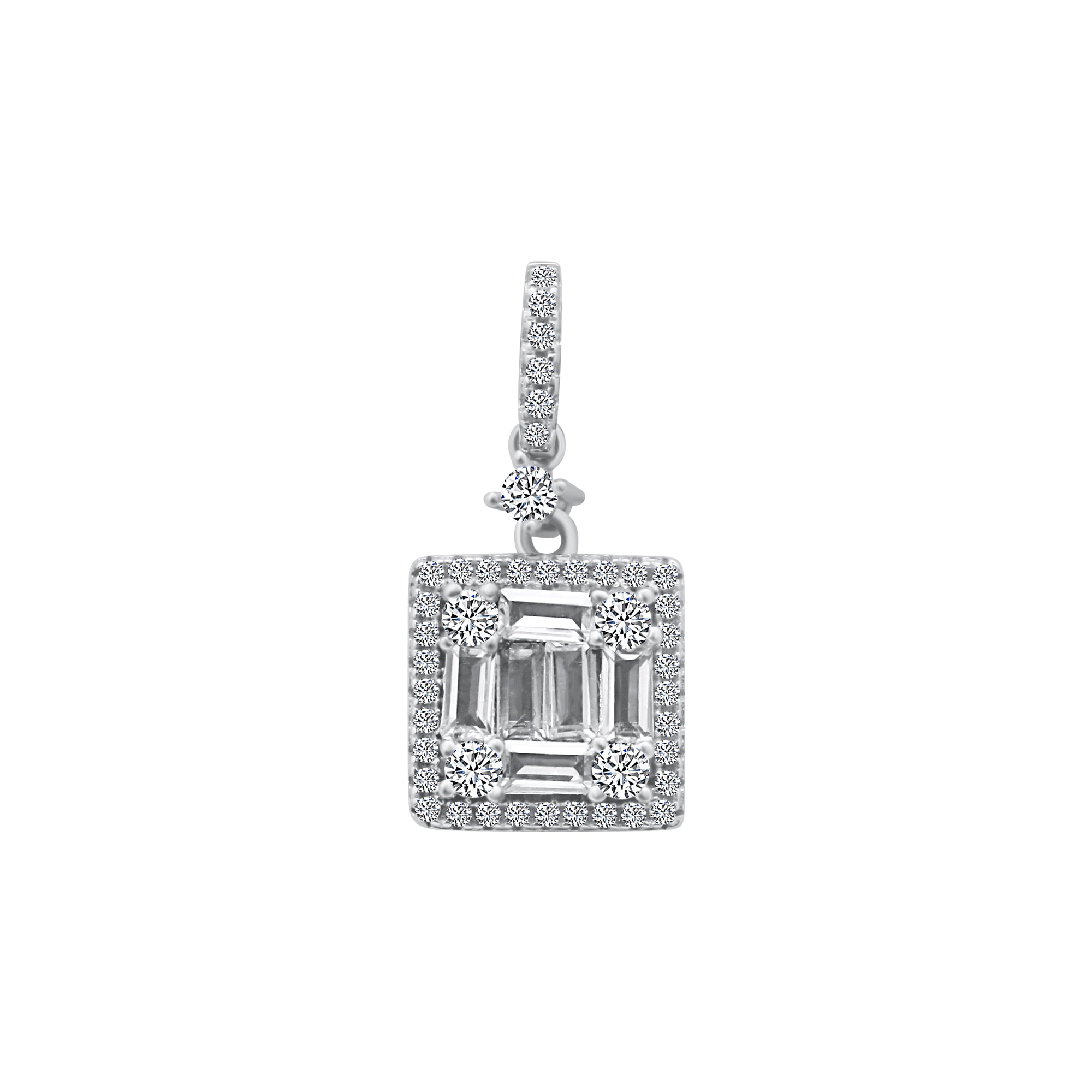 Sterling Silver Emerald Cut Dangle Pendant