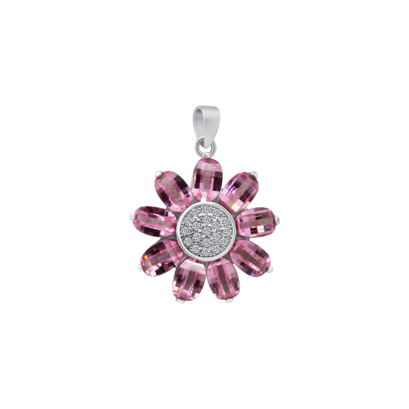 Sterling Silver Pink Flower Pendant