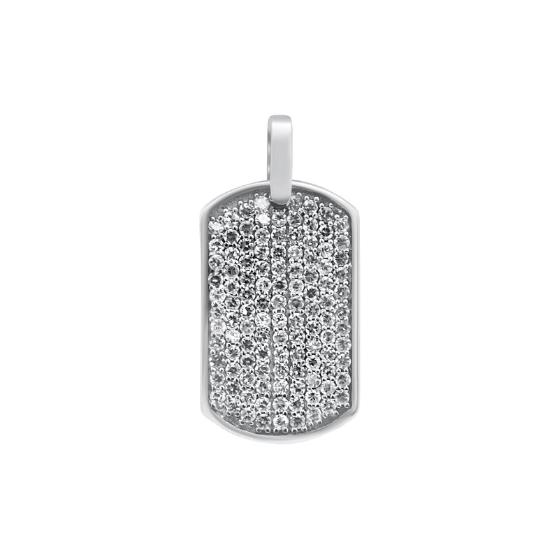Sterling Silver CZ Dog Tag Pendant