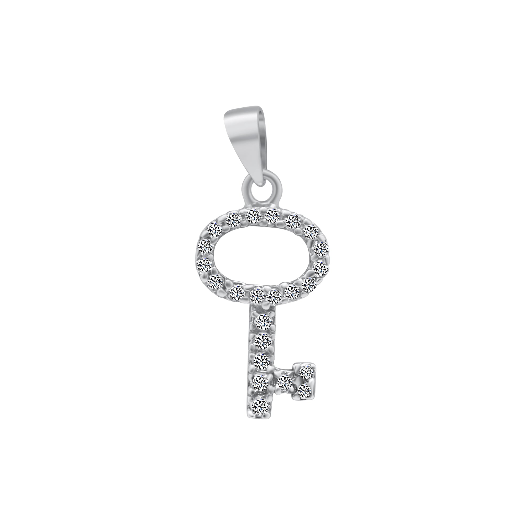 Sterling Silver Small CZ Key Pendant