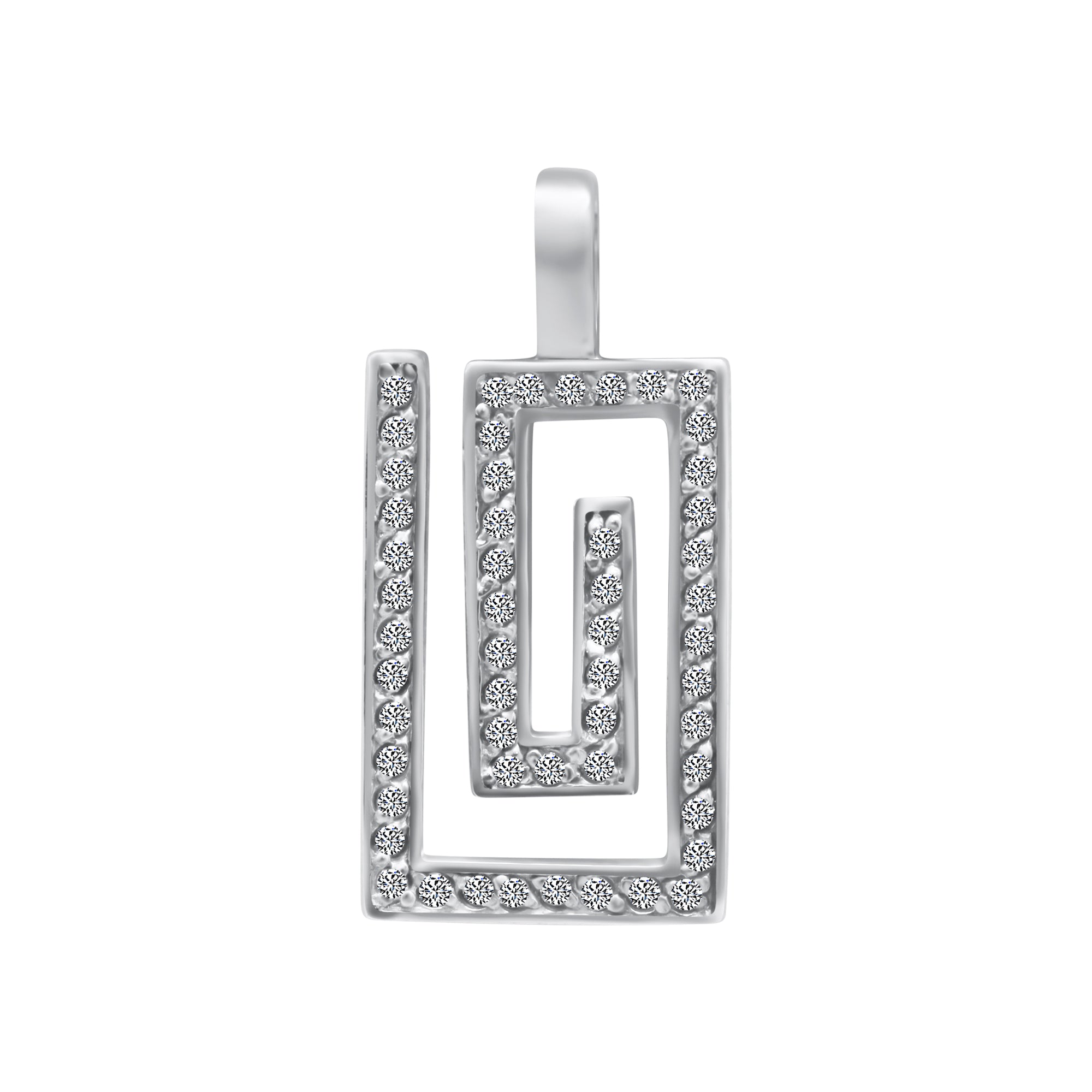 Sterling Silver Rectangle CZ Maze Pendant