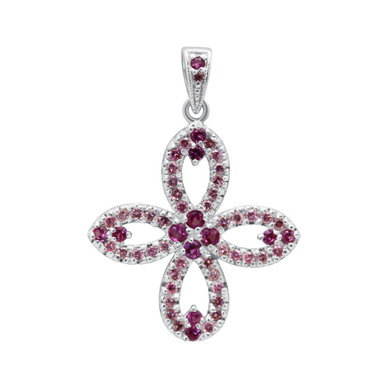 Sterling Silver Large Pink Flower Gemstone