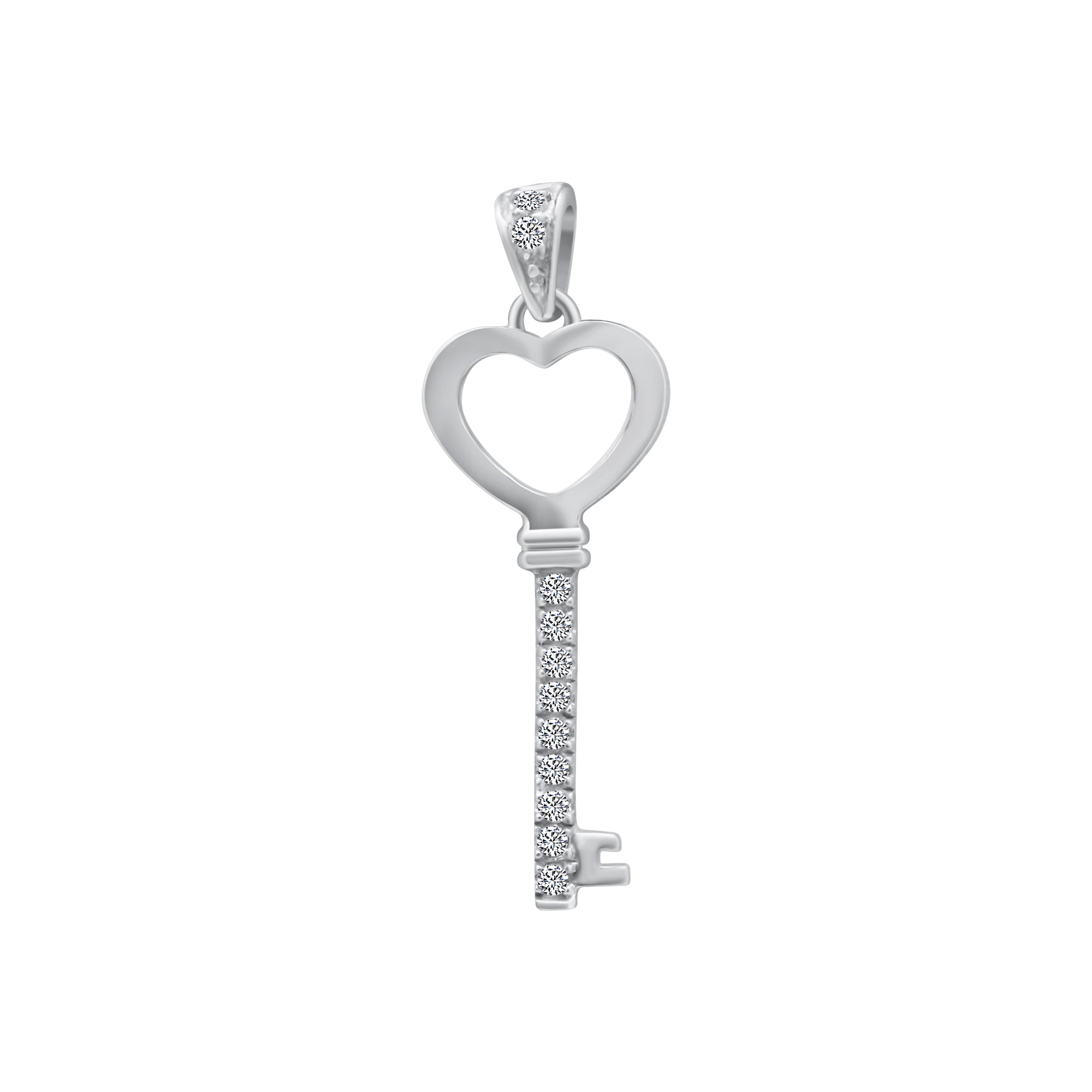 Sterling Silver Small Heart Key Pendant