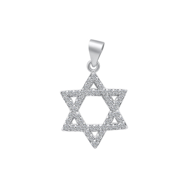 Sterling Silver CZ Star of David Pendant