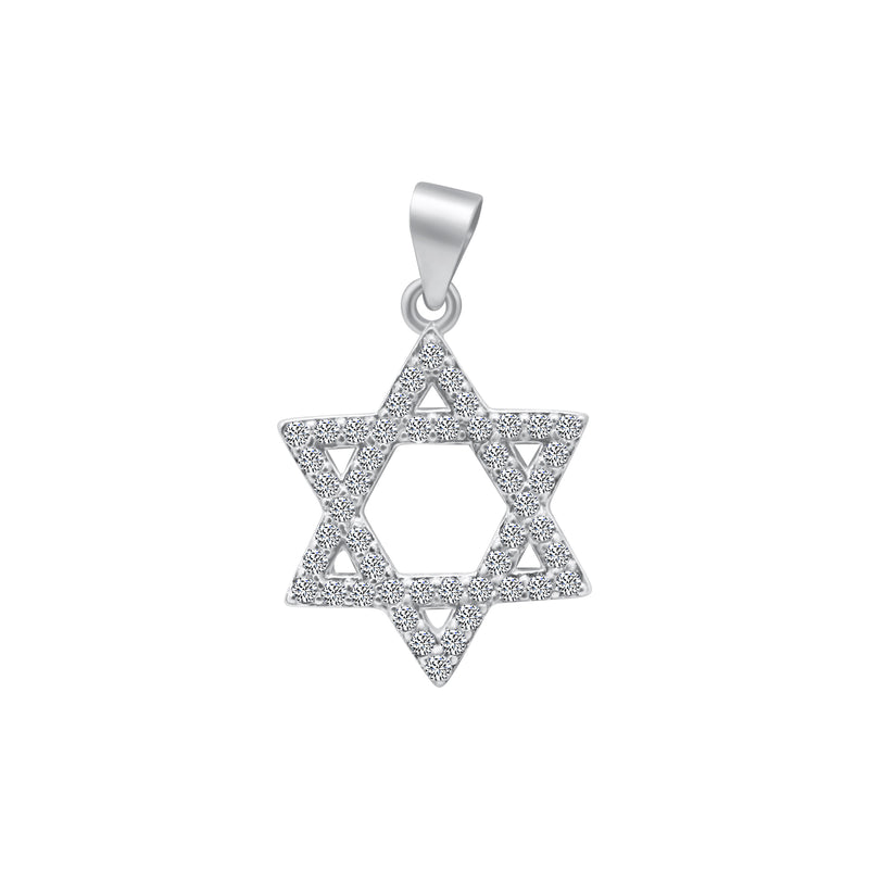 Sterling Silver CZ Star of David Pendant