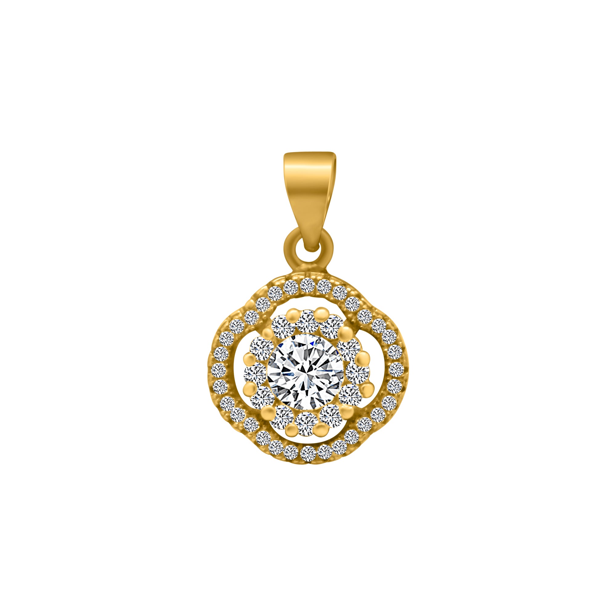 Sterling Silver CZ Round Pendant
