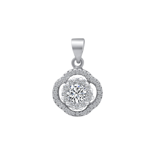 Sterling Silver CZ Round Pendant