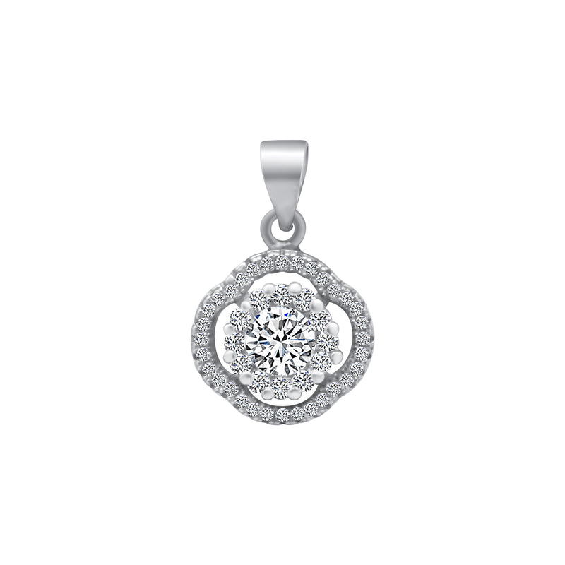 Sterling Silver CZ Round Pendant