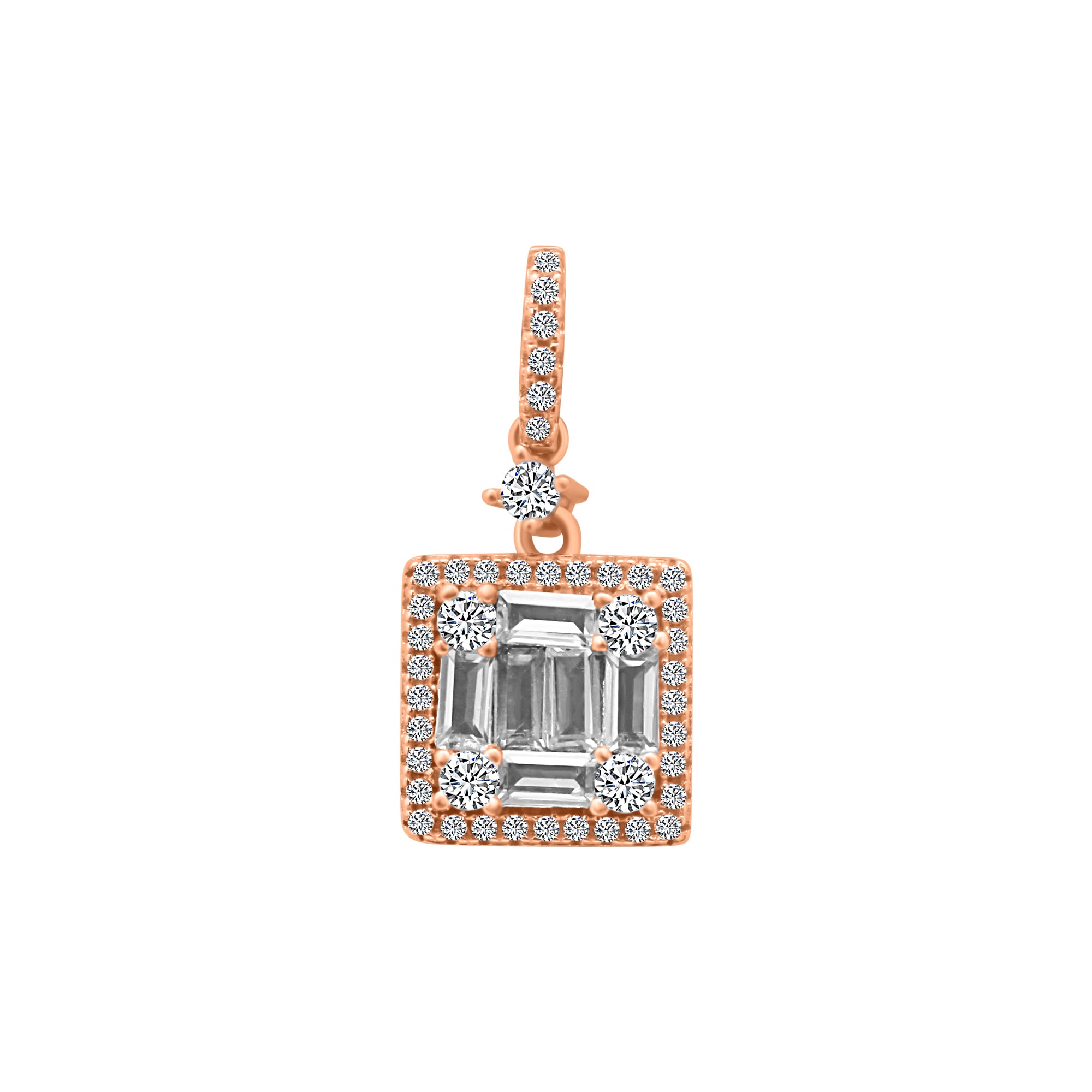 Sterling Silver Emerald Cut Dangle Pendant