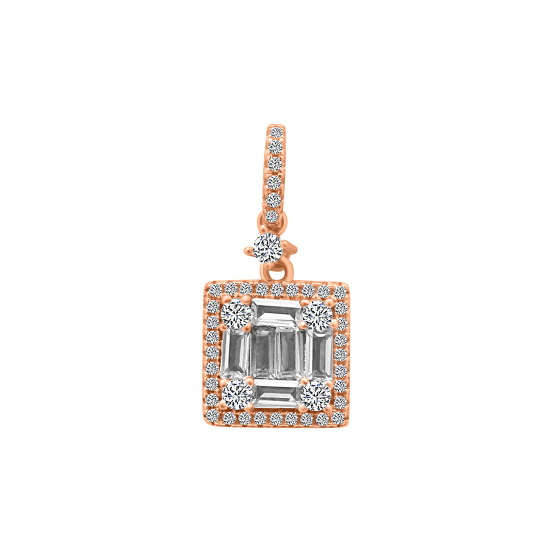 Sterling Silver Emerald Cut Dangle Pendant