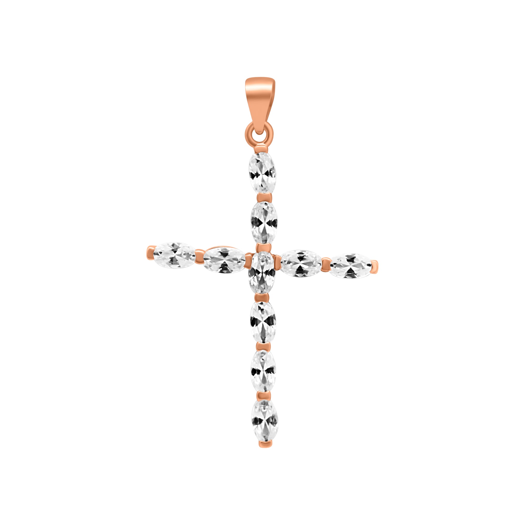 Sterling Silver Rose Gold Decorative CZ Pendant