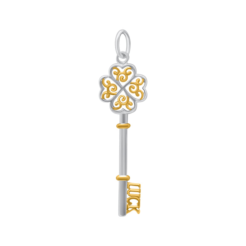Sterling Silver Decorative Two Tone Key Pendant