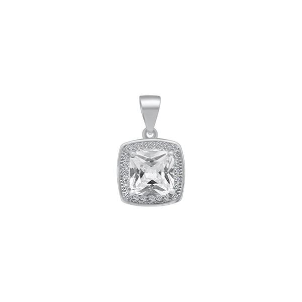 Sterling Silver Soft Square CZ Pendant