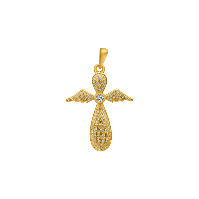 Sterling Silver Angel Cross Pendant (3 Colors)