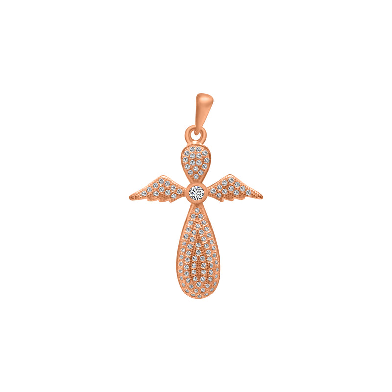 Sterling Silver Angel Cross Pendant (3 Colors)