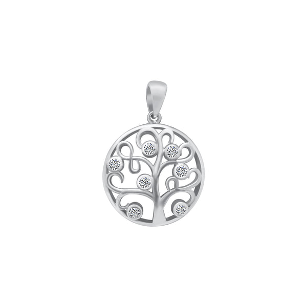 Sterling Silver Tree of Life Circle Pendant