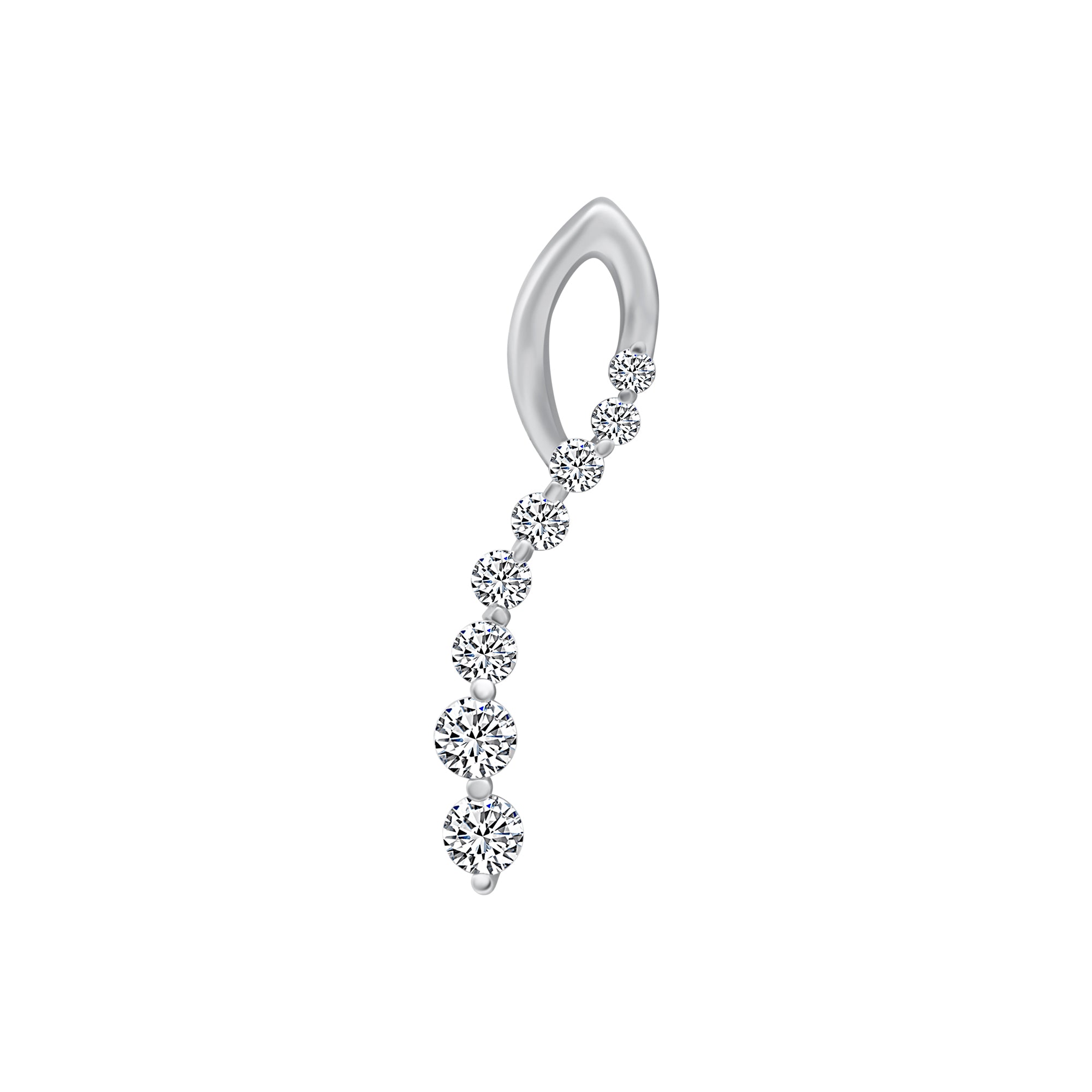 Sterling Silver CZ Pendant (Medium-38mm length)