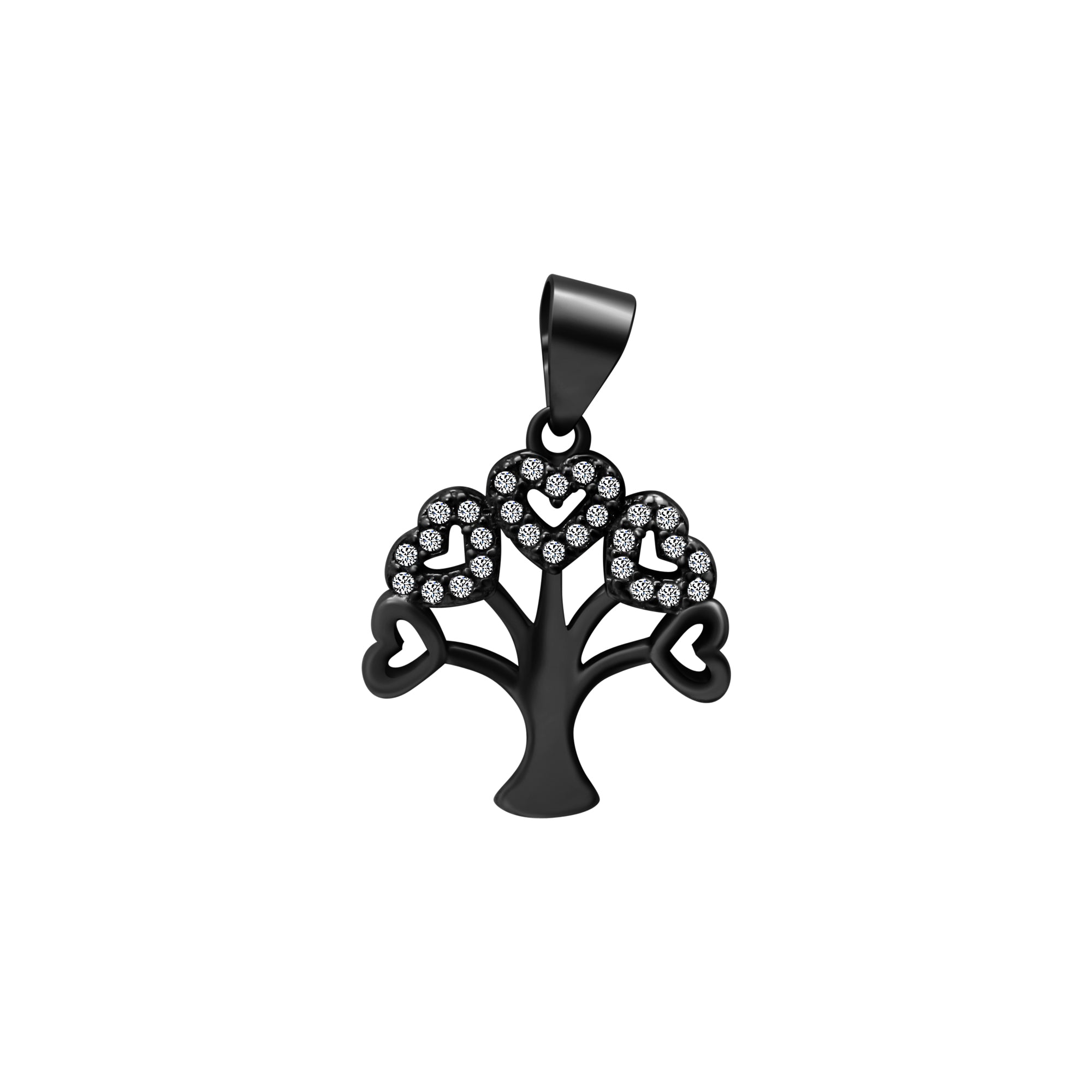 Sterling Silver Tree Heart CZ Pendant (3 Metal Colors)