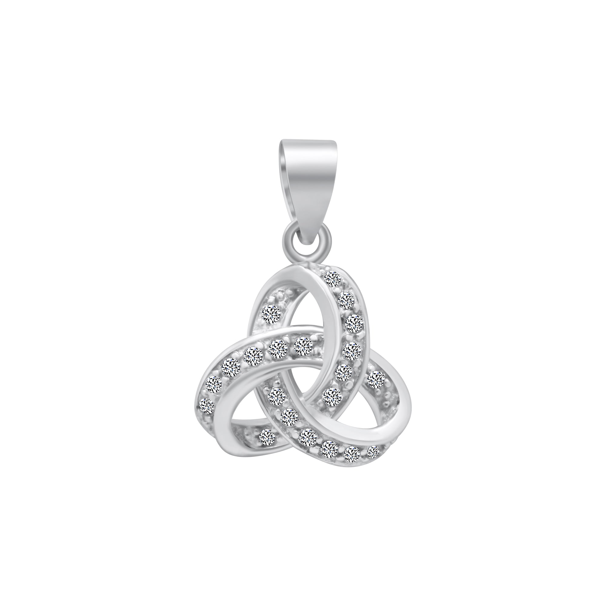 Sterling Silver Knotted CZ Pendant (3 Colors)