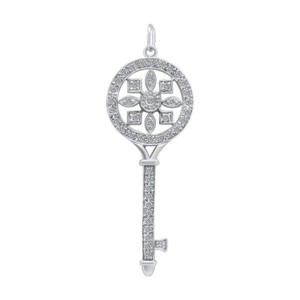 Sterling Silver Decorative Sun Key Pendant