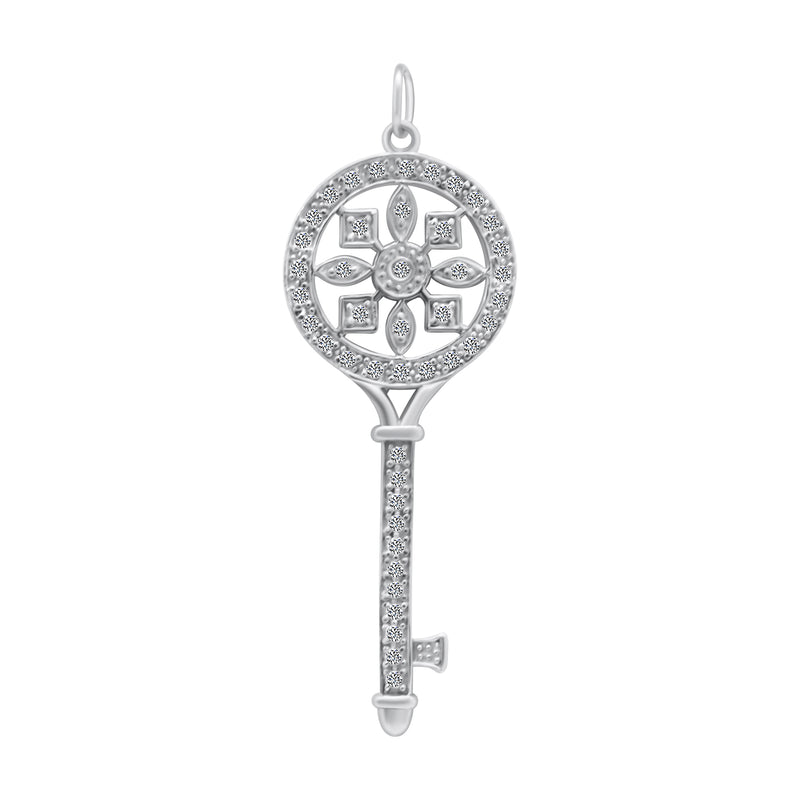 Sterling Silver Decorative Sun Key Pendant