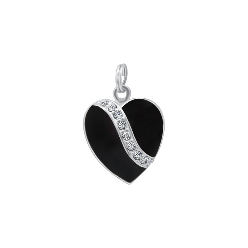 Sterling Silver Heart w/Black Enamel Pendant
