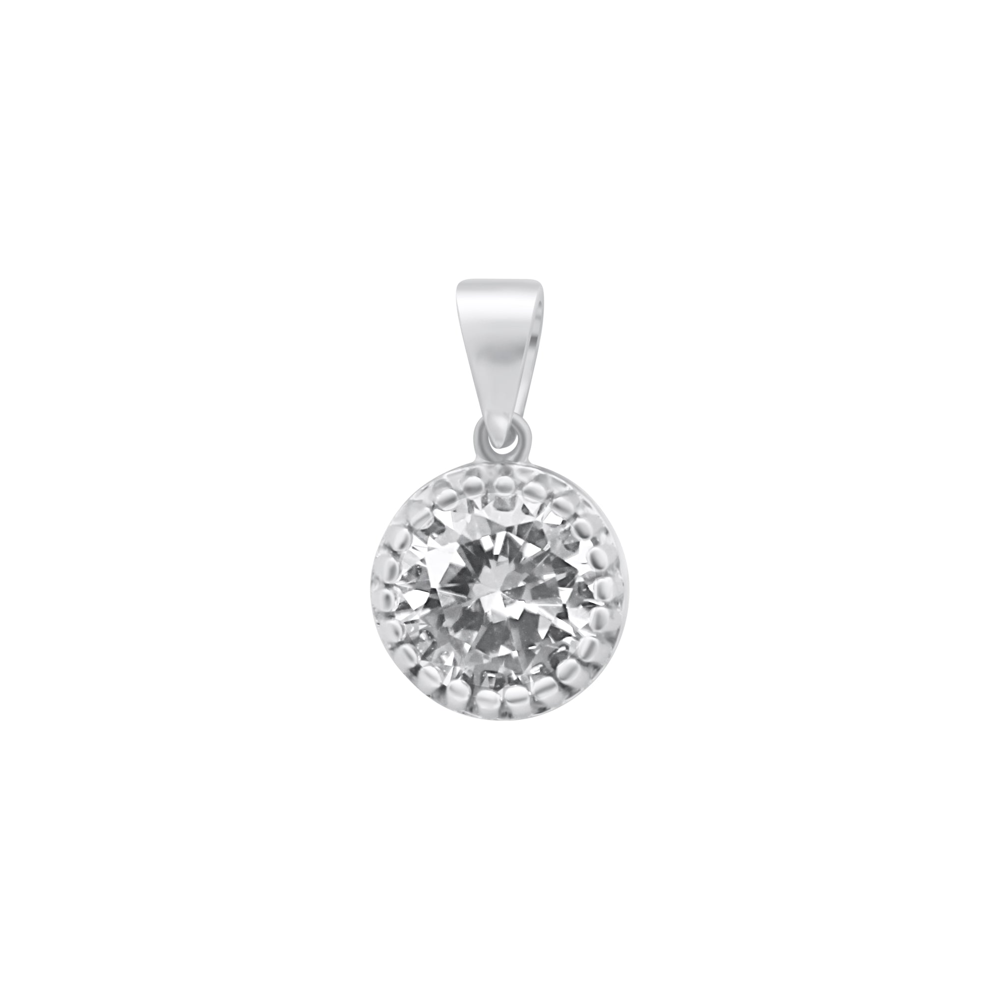 Sterling Silver Small Circle CZ Pendant