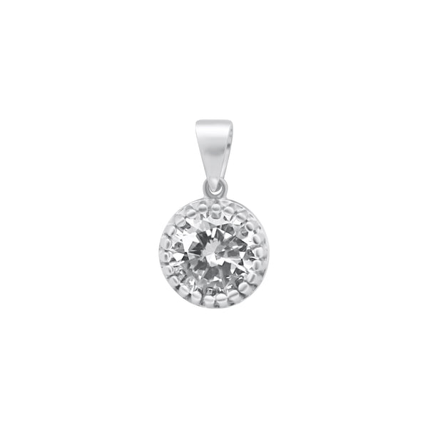 Sterling Silver Small Circle CZ Pendant