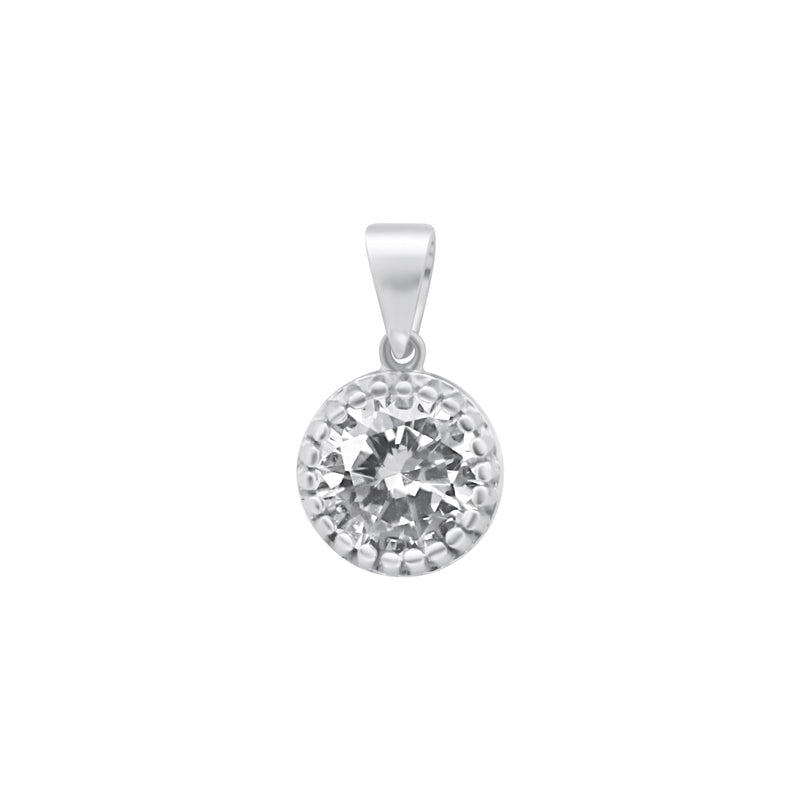 Sterling Silver Small Circle CZ Pendant