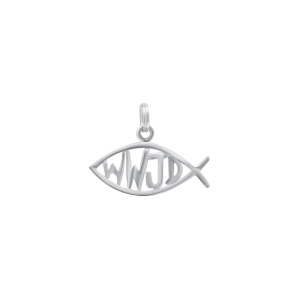 Sterling Silver Jesus Fish "WWJD" Pendant